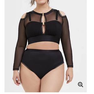 Torrid Black Mesh Lingerie Set (3-piece)